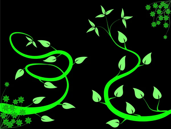 추상 녹색 꽃 배경 그림 — 스톡 벡터