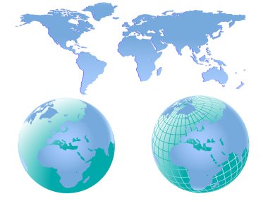 Vector illustration of two world globes clipart