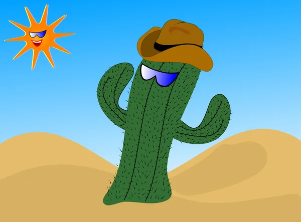 A cartoon cactus wearing a cowboy hat — Stock Vector
