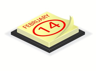 A vector illustration of a desk calender turned to valentines da clipart