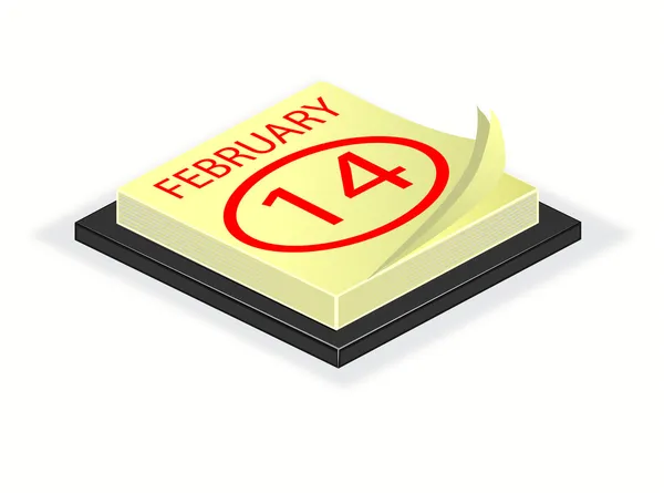 Una ilustración vectorial de un calendario de escritorio convertido en San Valentín da — Vector de stock