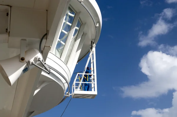 stock image Window cleaning on a Ship