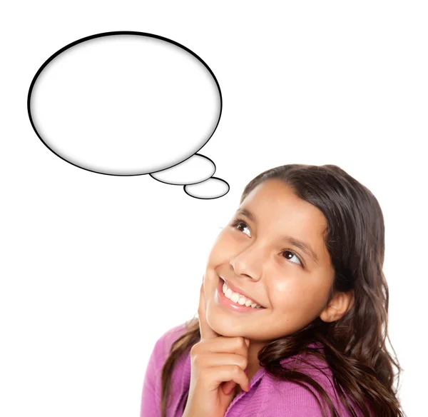 Hispanic Teen Aged Girl with Blank Thought Bubble — Stock Photo, Image