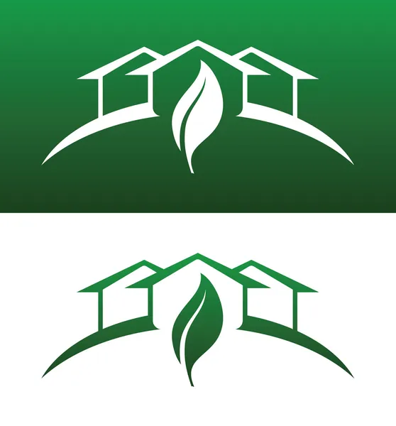 Zielony dom koncepcja ikony zarówno stałych, jak i odwrócone — Wektor stockowy