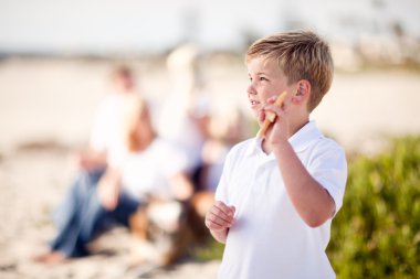 Cute Little Blonde Boy Showing Off His Starfish clipart