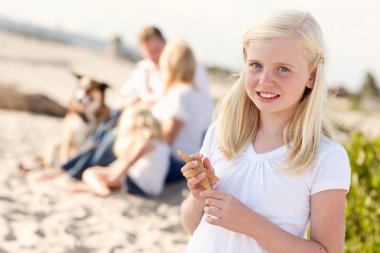 Adorable Little Blonde Girl with Starfish clipart