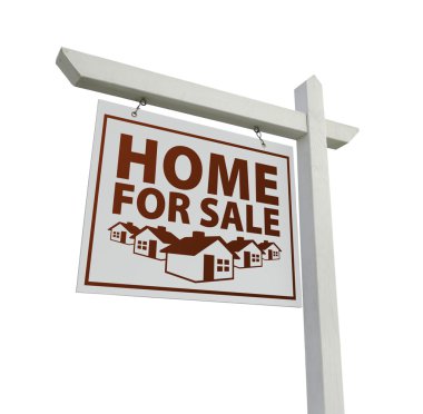 White Home for Sale Real Real Estate Sign Isolated on a White Background. clipart