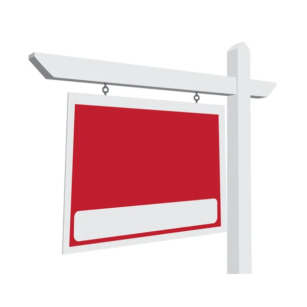 Panneau Vecteur Rouge Immobilier Vierge Prêt Pour Votre Propre Message — Image vectorielle