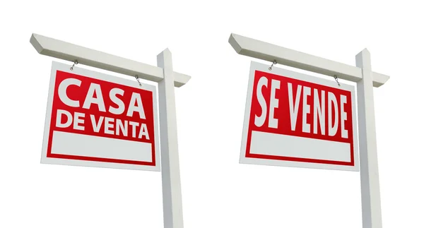 stock image Two Spanish Real Estate Signs with Clipping Paths on White