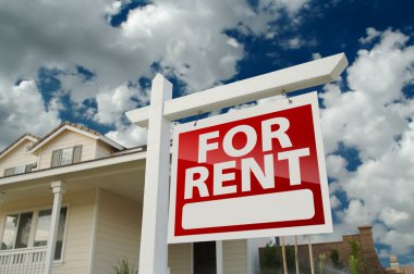 For Rent Real Estate Sign in Front of House clipart