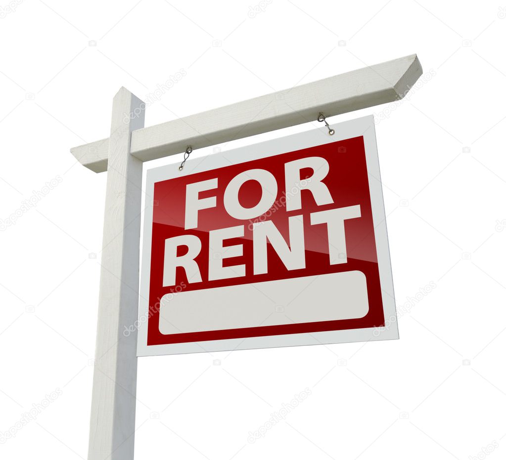 Right Facing For Rent Real Estate Sign on White