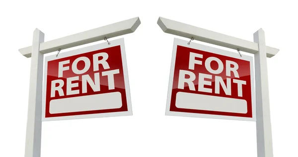 Pair of For Rent Real Estate Signs on White — Stock Photo, Image