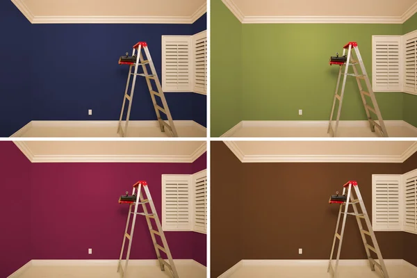 Set di camere vuote dipinte in varietà di colori — Foto Stock