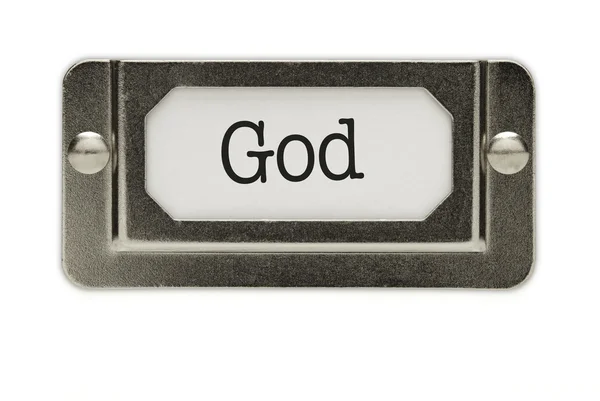 Etiqueta da gaveta do arquivo de Deus — Fotografia de Stock