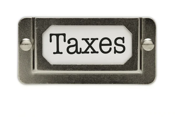 Steuern Aktenschublade Etikett — Stockfoto