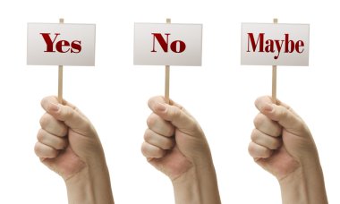 Three Signs In Fists Saying Yes, No and Maybe clipart