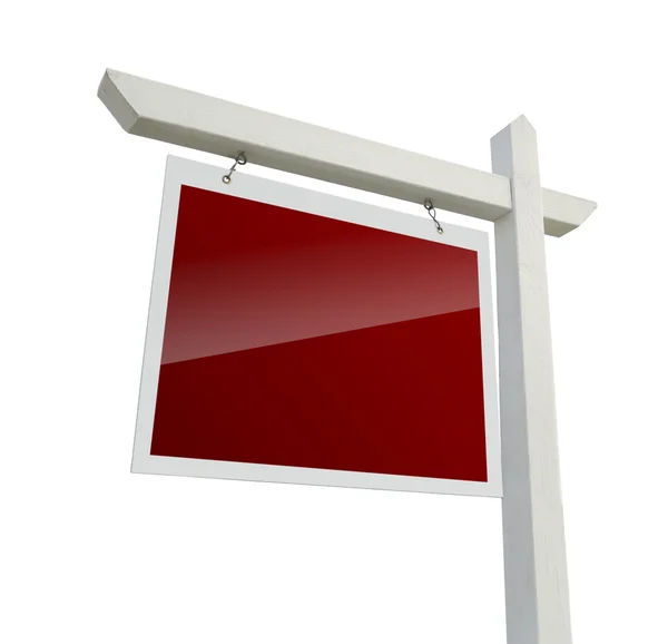 Leeres rotes Immobilienschild auf weißem Grund — Stockfoto