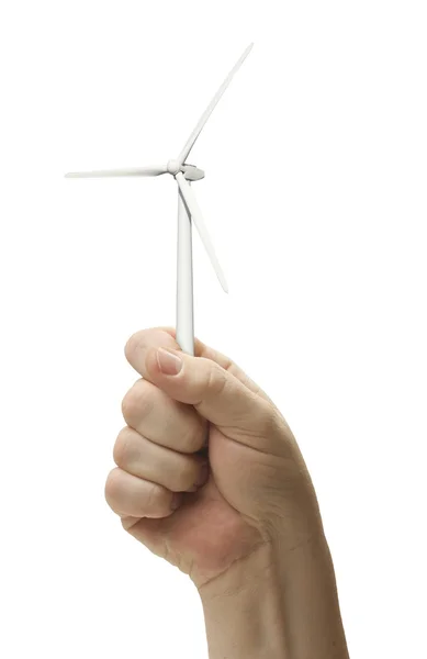 Stock image Male Fist Holding Wind Turbine Isolated