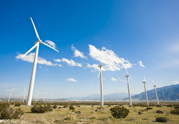 Dramatic Wind Turbine Farm in the Desert
