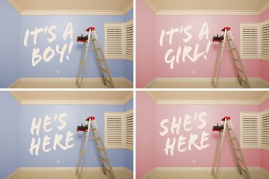 Maternity Series of Pink And Blue Empty Rooms clipart