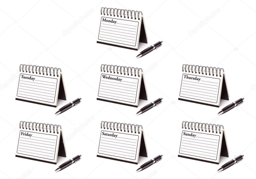 Days of the Week Spiral Note Pads and Pen