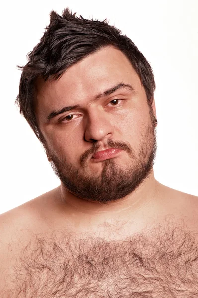 Retrato de close-up de homem expressivo com rosto engraçado — Fotografia de Stock