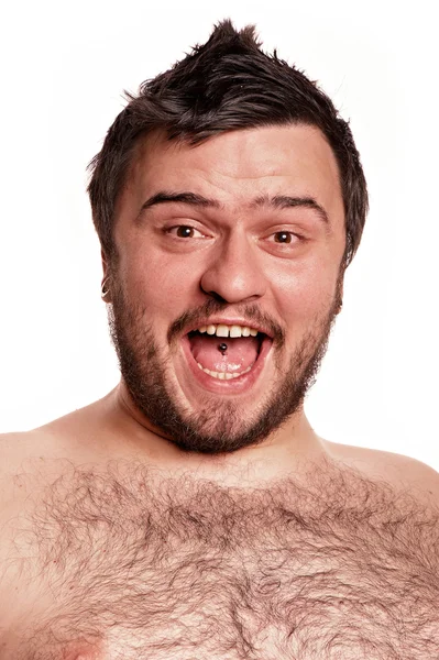 Closeup portret van expressieve man met grappige gezicht — Stockfoto