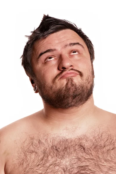 Detailní portrét expresivní člověka s legrační obličej — Stock fotografie