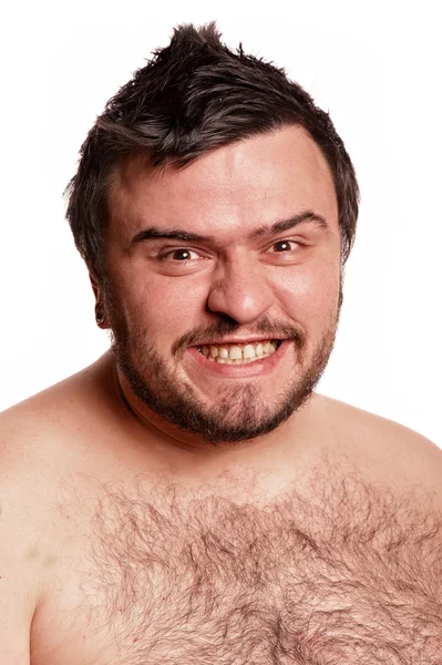 Closeup portret van expressieve man met grappige gezicht — Stockfoto