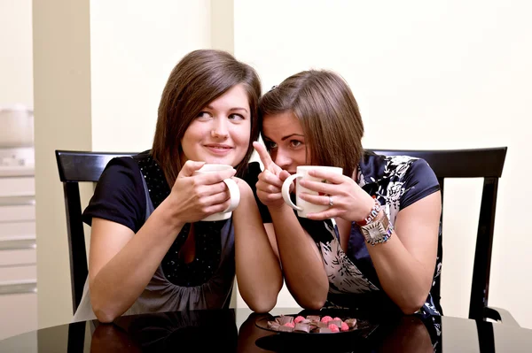 Two girls with cups of tea — Stock Photo, Image