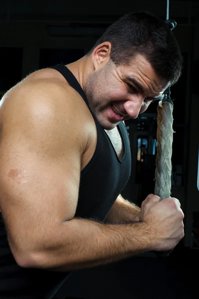 Bodybuilder training in gym — Stock Photo, Image