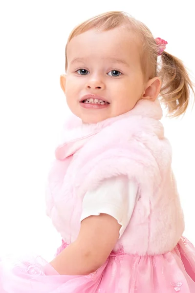 Porträt eines kleinen entzückenden Mädchens isoliert auf weiß — Stockfoto