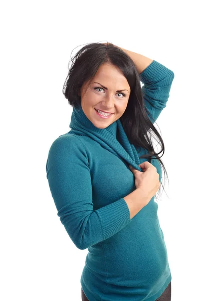 Young Woman Sweater Isolated White — Stock Photo, Image
