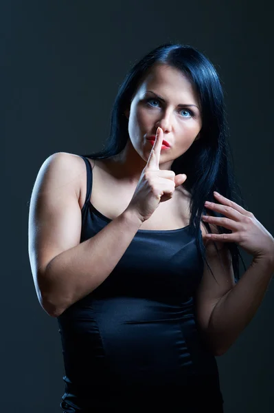 Don Say Word Young Woman Darkness Covering Her Mouth — Stock Photo, Image