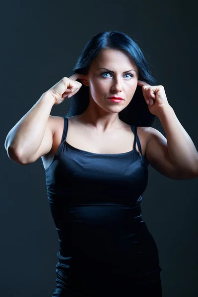 I Can't Hear You. Young woman covering her ears — Stock Photo, Image