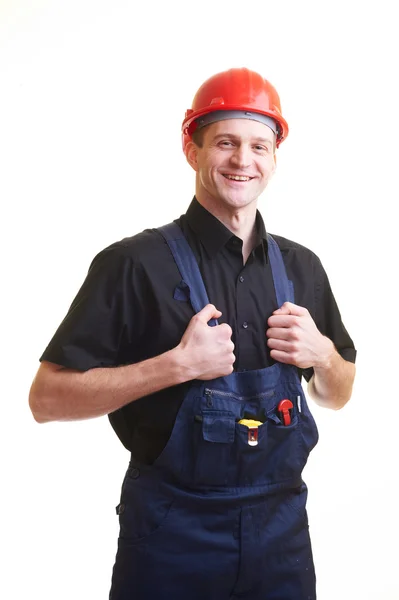 Worker in red hard hat — Stock Photo, Image
