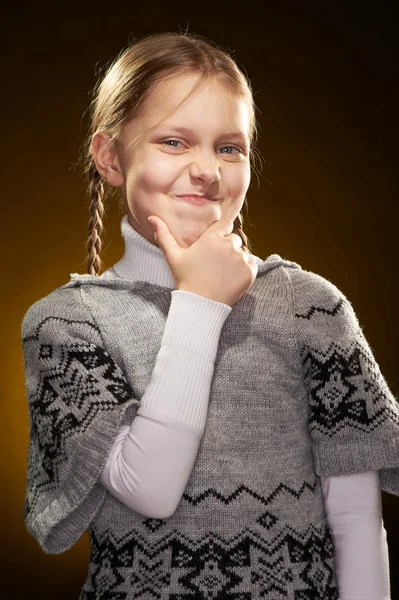Fun Portrait Cheerful Little Girl — Stock Photo, Image