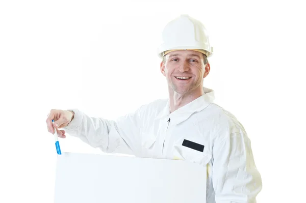 Constructor hombre con blanco y pluma — Foto de Stock