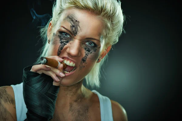 Closeup portrait of a beautiful young punk woman — Stock Photo, Image