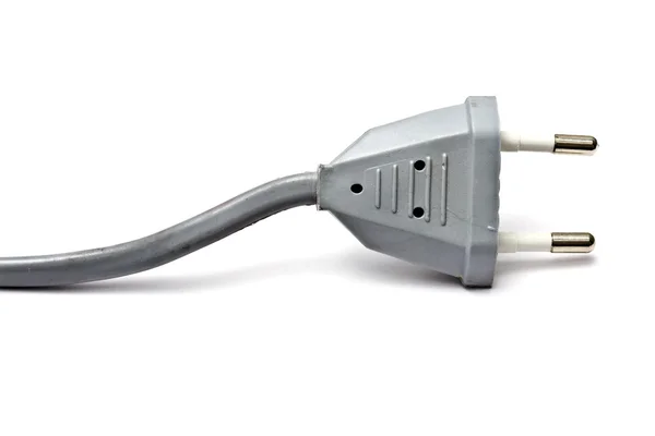 Gray electric plug isolated on white — Stock Photo, Image
