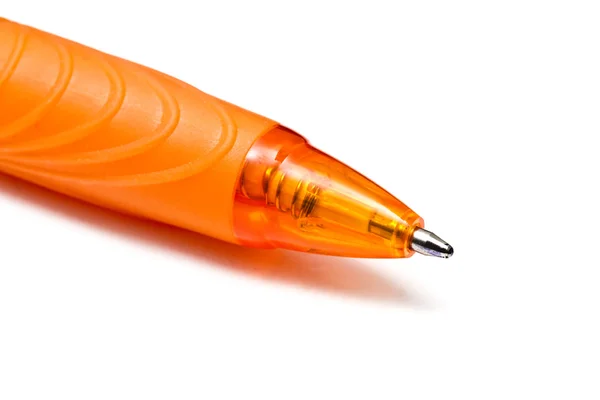 Gelbe Kugelschreiber Nahaufnahme auf dem weißen — Stockfoto