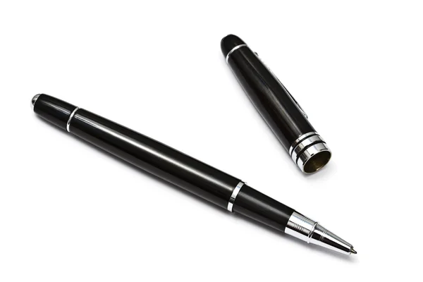 Siyah top uçlu kalem üzerinde beyaz izole — Stok fotoğraf