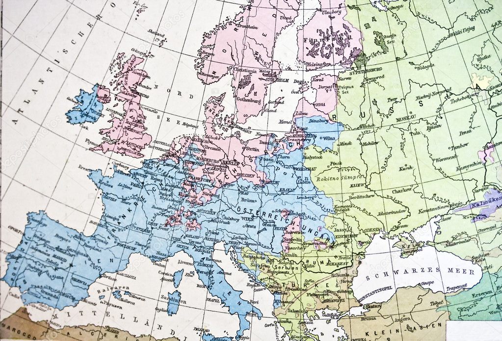 Mapa antiguo o Europa. Hecho a mano en 1881 — Foto de stock © ibphoto