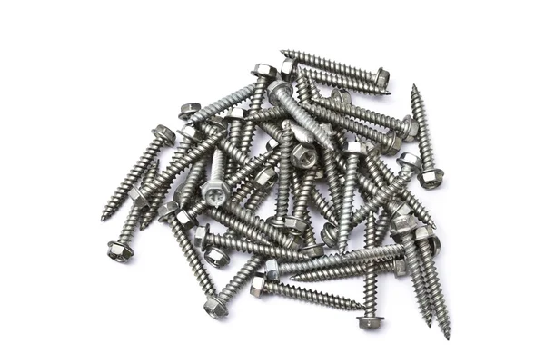 Heap of screws isolated on white — Stock Photo, Image