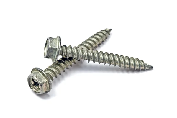 Two screws isolated on white — Stock Photo, Image