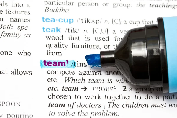 Ordet "team" belyst — Stockfoto