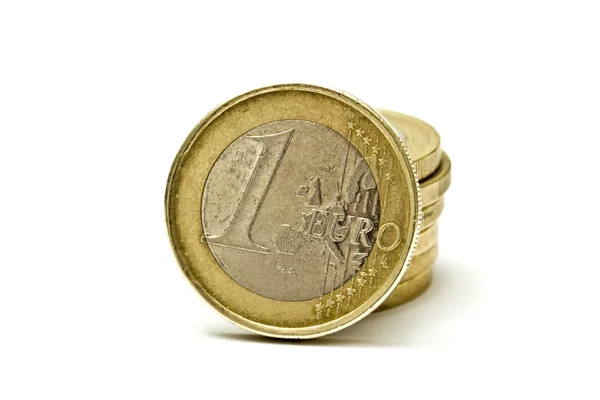 Monete in euro isolate su bianco — Foto Stock
