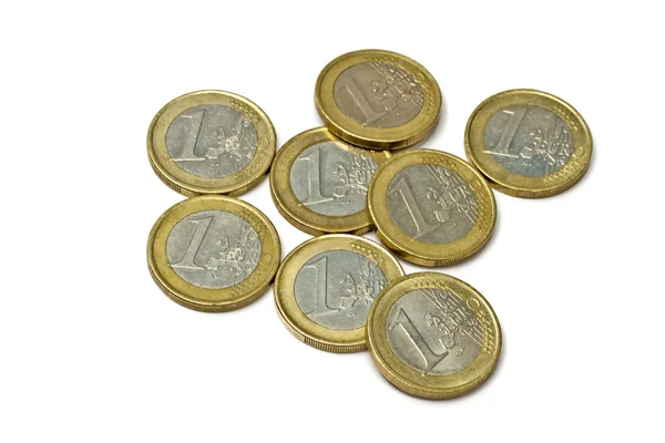 Euro coins isolated on white — Stock Photo, Image