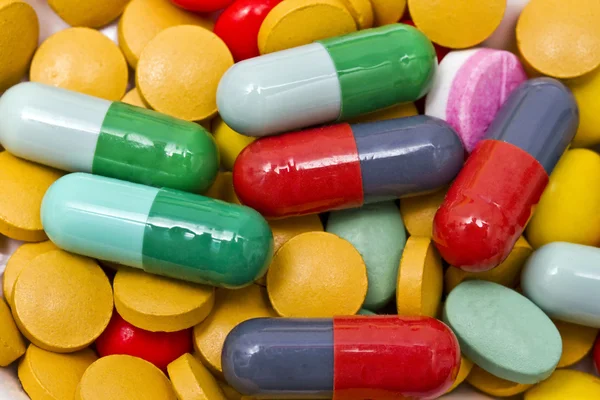 Multi color pills closeup — Stock Photo, Image