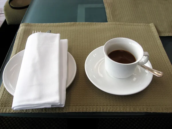 品尝咖啡特写在酒店的大厅 — 图库照片